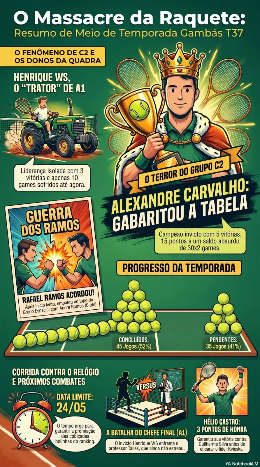 Massacre da raquete: Resumo de meio de temporada Gambás T37