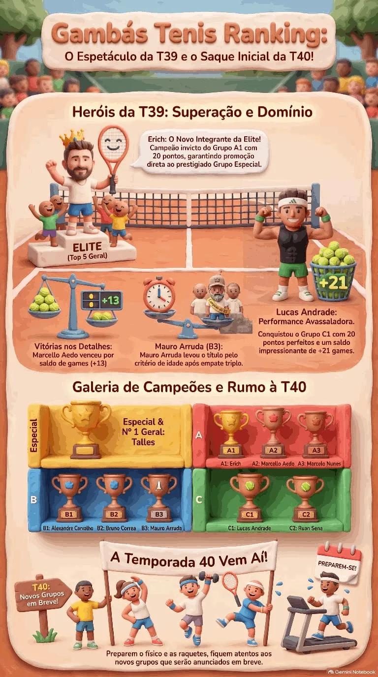 Gambás Tenis Ranking: O espetácuo da T39 e o Saque inicial da T40